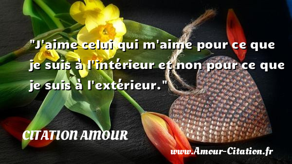 J aime celui qui m aime pour ce que je suis à l intérieur et non pour ce que je suis à l extérieur.   Une citation d amour CITATION AMOUR
