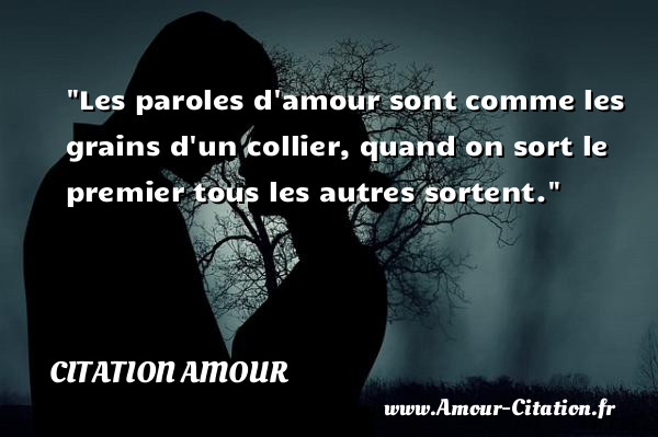 Les paroles d amour sont comme les grains d un collier, quand on sort le premier tous les autres sortent.   Une citation d amour CITATION AMOUR