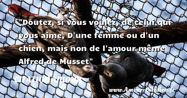 Doutez, si vous voulez, de celui qui vous aime, D une femme ou d un chien, mais non de l amour même   Alfred de Musset    Une citation d amour CITATION AMOUR