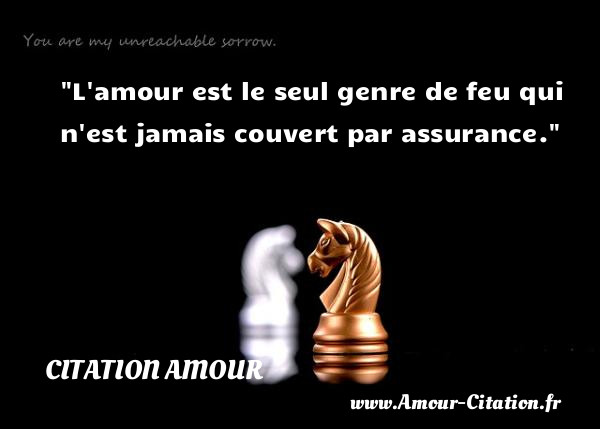 L amour est le seul genre de feu qui n est jamais couvert par assurance.   Une citation d amour CITATION AMOUR