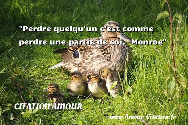 Perdre quelqu un c est comme perdre une partie de soi.   Monroe   Une citation d amour CITATION AMOUR