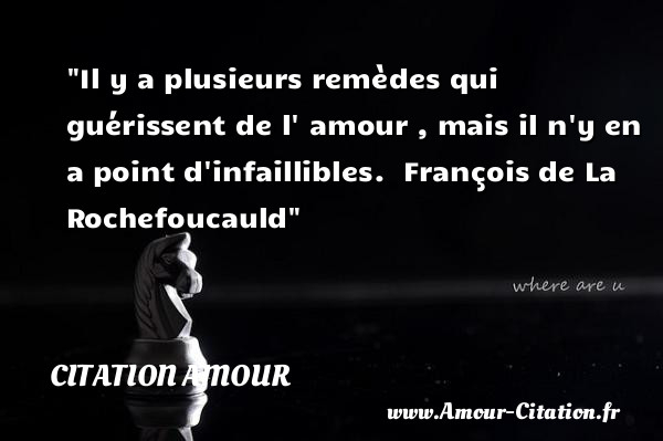 Il y a plusieurs remèdes qui guérissent de l  amour , mais il n y en a point d infaillibles.   François de La Rochefoucauld   Une citation d amour CITATION AMOUR