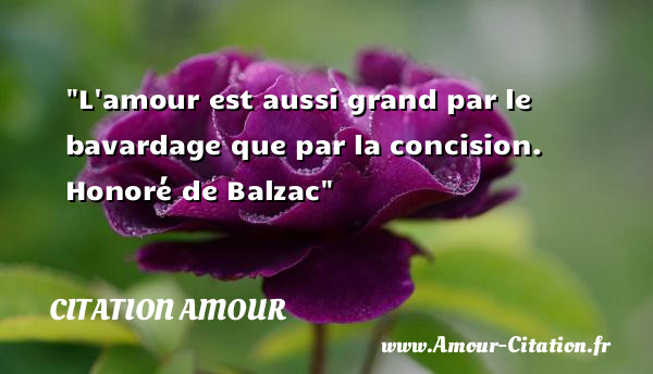 L amour est aussi grand par le bavardage que par la concision.   Honoré de Balzac   Une citation d amour CITATION AMOUR
