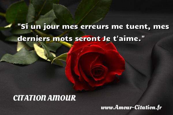 Si un jour mes erreurs me tuent, mes derniers mots seront Je t aime.   Une citation d amour CITATION AMOUR