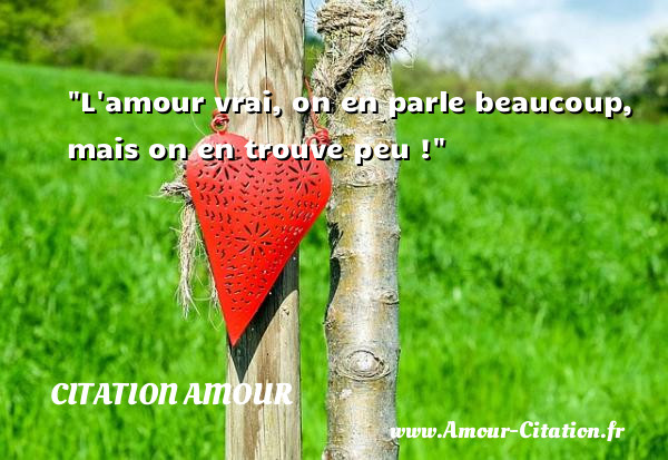 L amour vrai, on en parle beaucoup, mais on en trouve peu !   Une citation d amour CITATION AMOUR