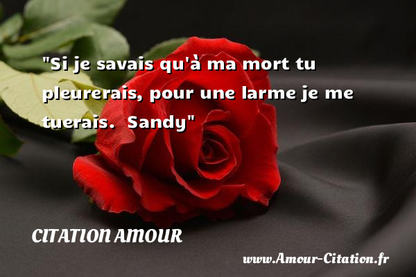 Si je savais qu à ma mort tu pleurerais, pour une larme je me tuerais.   Sandy   Une citation d amour CITATION AMOUR
