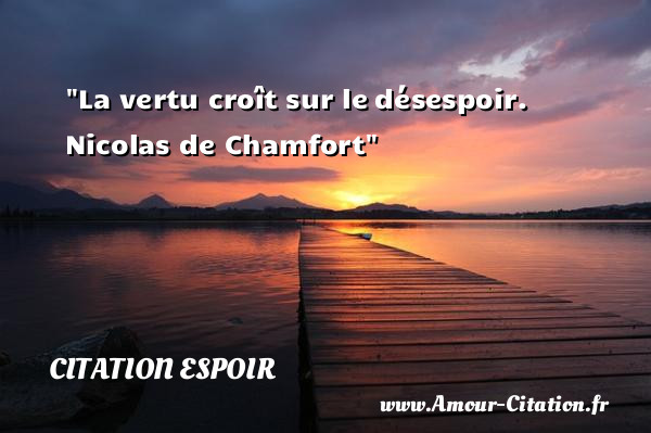 La vertu croît sur le désespoir.   Nicolas de Chamfort   Une citation sur l espoir CITATION ESPOIR