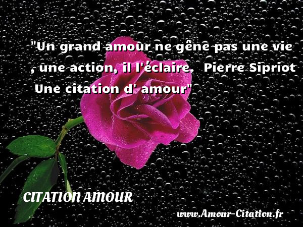 Un grand amour ne gêne pas une vie , une action, il l éclaire.   Pierre Sipriot   Une  citation  d  amour CITATION AMOUR