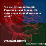  La vie est un sommeil, l amour en est le rêve. Et vous aurez vécu si vous avez aimé  CITATION AMOUR