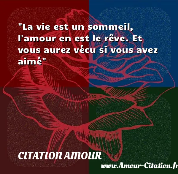 La vie est un sommeil, l amour en est le rêve. Et vous aurez vécu si vous avez aimé  CITATION AMOUR