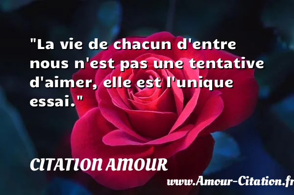 La vie de chacun d entre nous n est pas une tentative d aimer, elle est l unique essai.  CITATION AMOUR