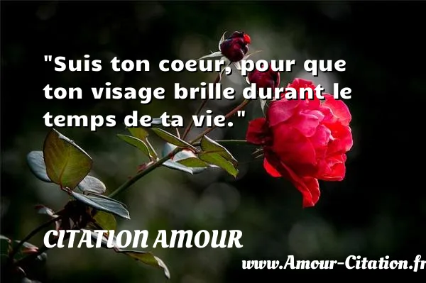 Suis ton coeur, pour que ton visage brille durant le temps de ta vie.  CITATION AMOUR