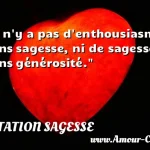  Il n y a pas d enthousiasme sans sagesse, ni de sagesse sans générosité.  CITATION SAGESSE