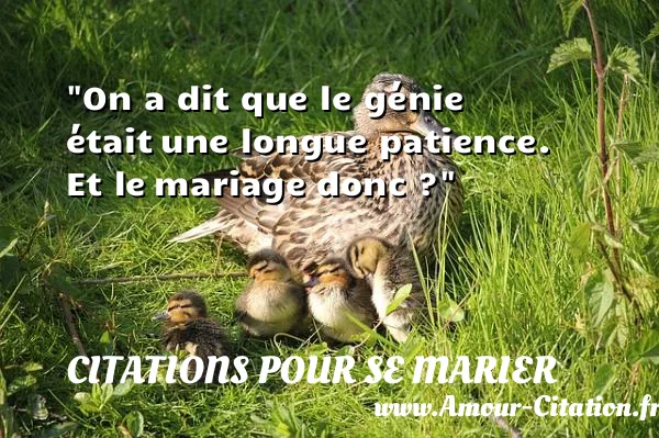 On a dit que le génie était une longue patience. Et le mariage donc ?  CITATIONS POUR SE MARIER