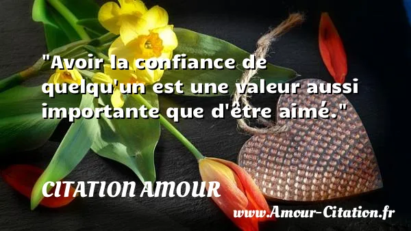Avoir la confiance de quelqu un est une valeur aussi importante que d être aimé.  CITATION AMOUR