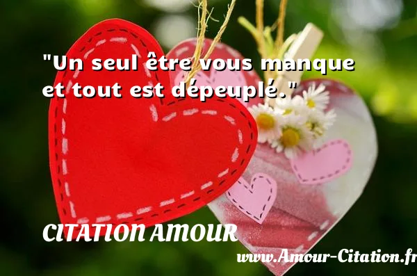 Un seul être vous manque et tout est dépeuplé.  CITATION AMOUR