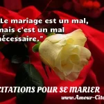  Le mariage est un mal, mais c est un mal nécessaire.  CITATIONS POUR SE MARIER