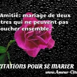  Amitié: mariage de deux êtres qui ne peuvent pas coucher ensemble.  CITATIONS POUR SE MARIER