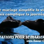  Le mariage simplifie la vie, mais complique la journée.  CITATIONS POUR SE MARIER