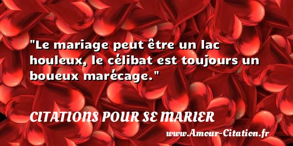 Le mariage peut être un lac houleux, le célibat est toujours un boueux marécage.  CITATIONS POUR SE MARIER