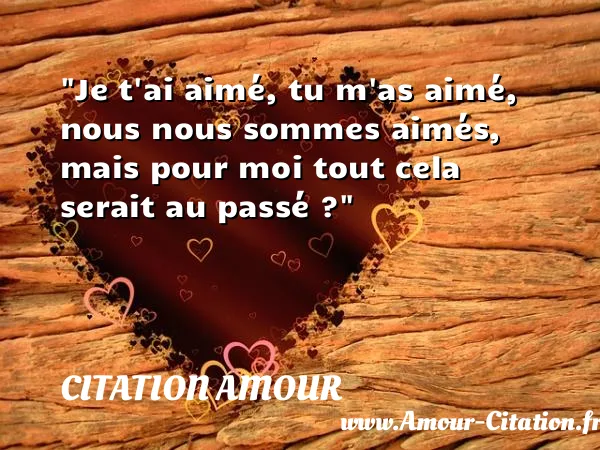Je t ai aimé, tu m as aimé, nous nous sommes aimés, mais pour moi tout cela serait au passé ?  CITATION AMOUR