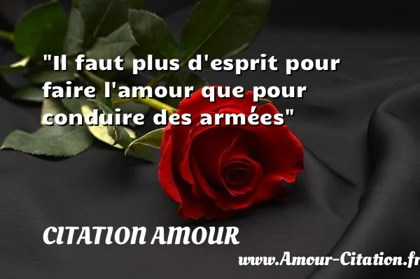 Il faut plus d esprit pour faire l amour que pour conduire des armées  CITATION AMOUR