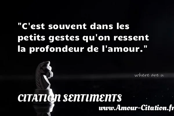 C est souvent dans les petits gestes qu on ressent la profondeur de l amour. CITATION SENTIMENTS