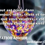  Tout est triste dans l amour; mais, triste et tout ce que vous voudrez, c est la meilleure chose qui existe.  CITATION AMOUR