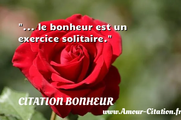 ... le bonheur est un exercice solitaire.  CITATION BONHEUR