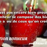  Il n est pas encore bien prouvé si le bonheur se compose des biens qu on a  ou de ceux qu on croit  CITATION BONHEUR