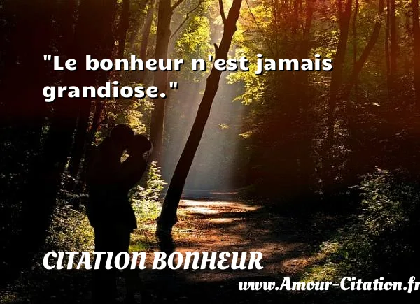 Le bonheur n est jamais grandiose.  CITATION BONHEUR