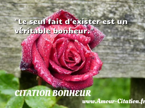 Le seul fait d exister est un véritable bonheur.  CITATION BONHEUR