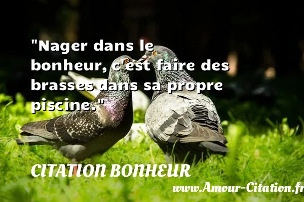 Nager dans le bonheur, c est faire des brasses dans sa propre piscine.  CITATION BONHEUR