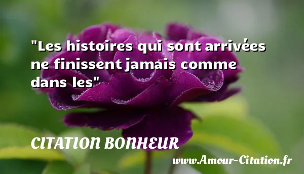Les histoires qui sont arrivées ne finissent jamais comme dans les  CITATION BONHEUR