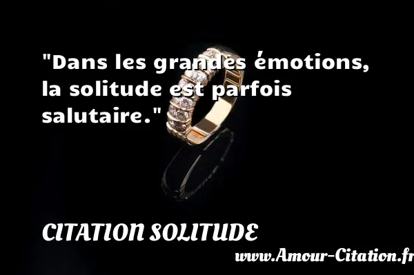 Dans les grandes émotions, la solitude est parfois salutaire.  CITATION SOLITUDE