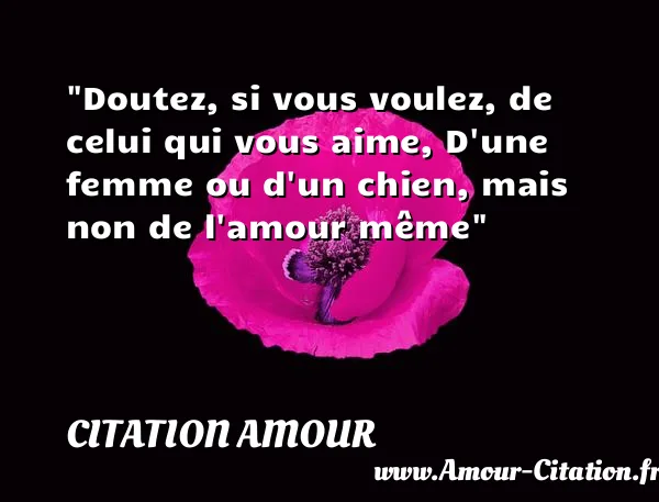 Doutez, si vous voulez, de celui qui vous aime, D une femme ou d un chien, mais non de l amour même  CITATION AMOUR