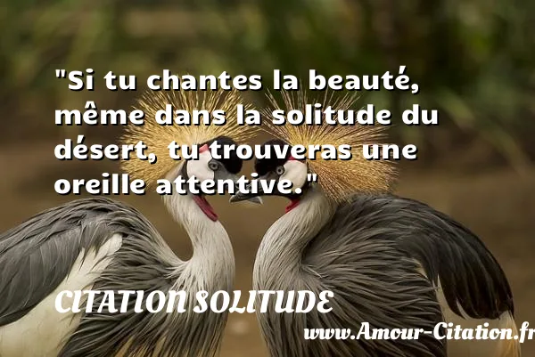 Si tu chantes la beauté, même dans la solitude du désert, tu trouveras une oreille attentive. CITATION SOLITUDE