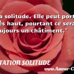  La solitude. Elle peut porter très haut, pourtant ce sera toujours un châtiment.  CITATION SOLITUDE
