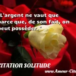  L argent ne vaut que parce que, de son fait, on peut posséder.  CITATION SOLITUDE