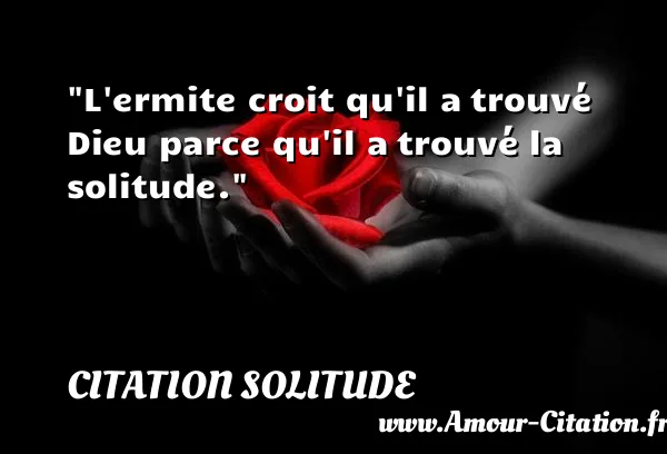 L ermite croit qu il a trouvé Dieu parce qu il a trouvé la solitude. CITATION SOLITUDE