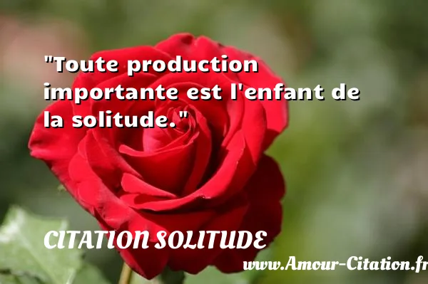 Toute production importante est l enfant de la solitude.  CITATION SOLITUDE
