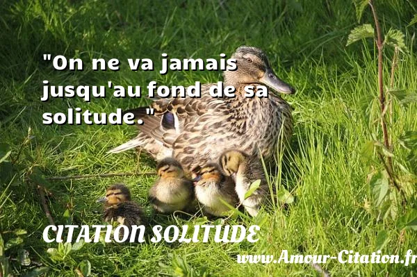 On ne va jamais jusqu au fond de sa solitude. CITATION SOLITUDE