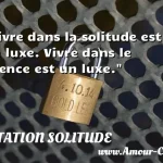  Vivre dans la solitude est un luxe. Vivre dans le silence est un luxe.  CITATION SOLITUDE