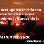  Albert quitta le château et s enfonça dans les funèbres solitudes de la forêt.  CITATION SOLITUDE