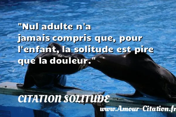 Nul adulte n a jamais compris que, pour l enfant, la solitude est pire que la douleur.  CITATION SOLITUDE