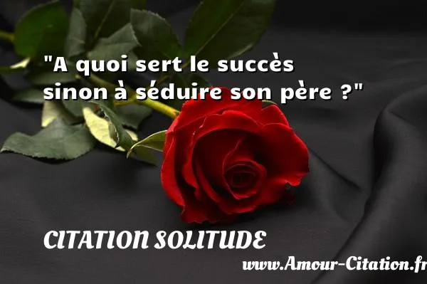 A quoi sert le succès sinon à séduire son père ? CITATION SOLITUDE