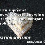 Vertu suprême: l'énergie. Vertu suprême: l énergie. C est l énergie qui fait la grandeur. Rançon: la solitude. CITATION SOLITUDE