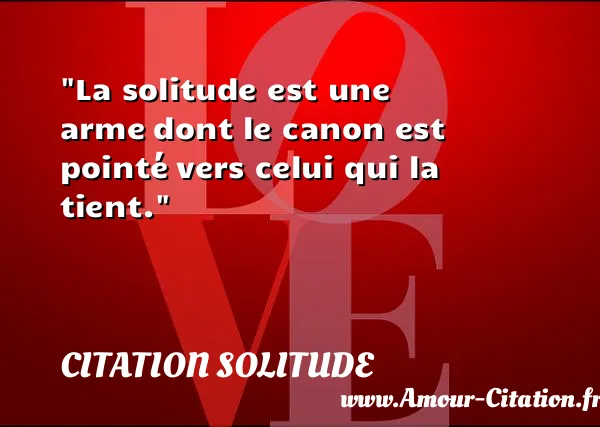 La solitude est une arme dont le canon est pointé vers celui qui la tient.  CITATION SOLITUDE