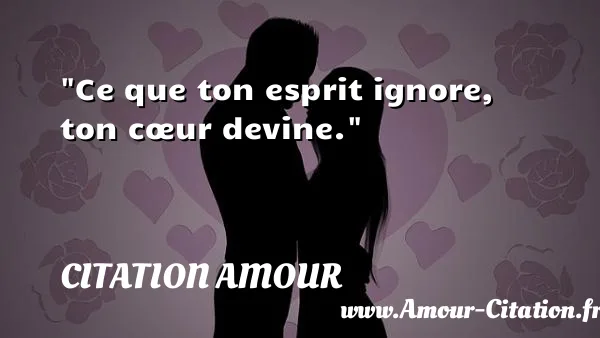 Ce que ton esprit ignore, ton cœur devine.  CITATION AMOUR