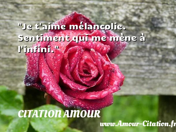 Je t aime mélancolie. Sentiment qui me mène à l infini.  CITATION AMOUR